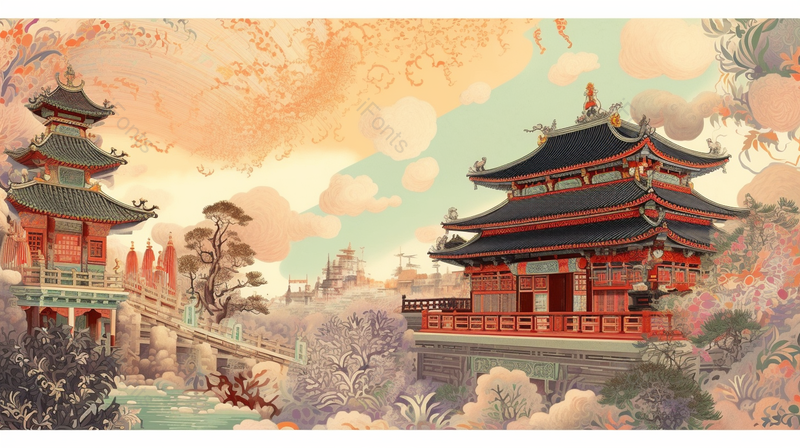 红色的故宫全景中国风插画,插画/手绘图,插画/手绘图库,插画/手绘图下载,插画/手绘